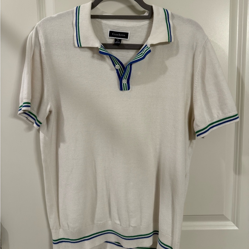 Vintage Club Room Men's White Jersey Polo Shirt